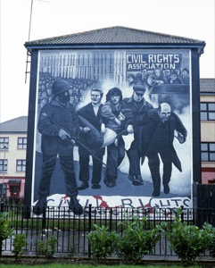 Bogside Mural-carrying injured